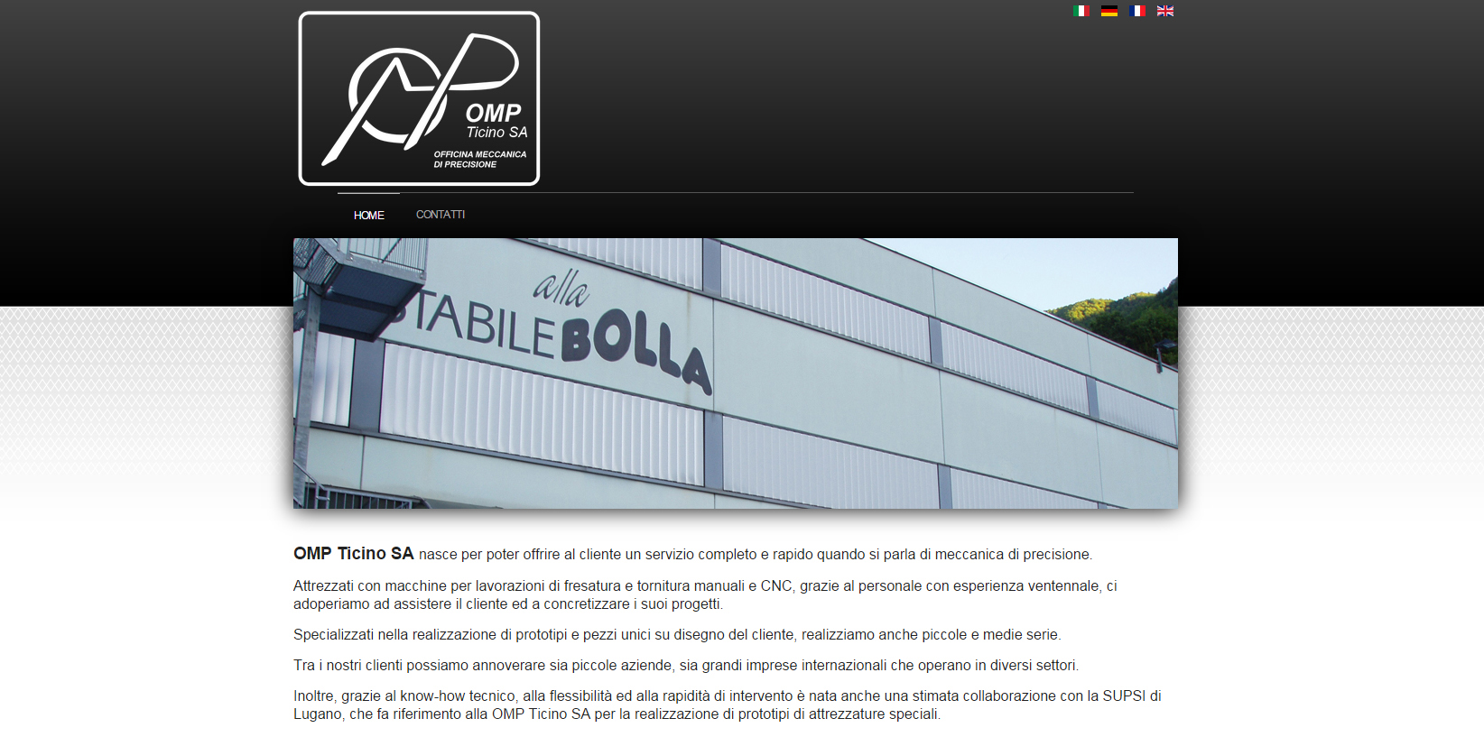 Nuova realizzazione del sito web per l'officina meccanica OMP Ticino SA a Riazzino